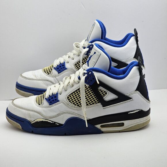 Nike Air Jordan 4 Retro Mid Men's 11.5 White Blue Motorsports Athletic Trainers - Picture 1 of 15